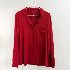SKIMS Long Sleeve Sleep Top Knit Soft Red Pajama Top S